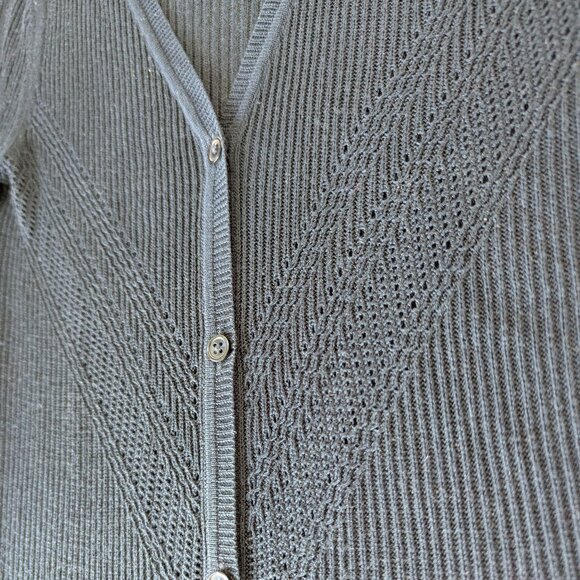 *2/$20* JOE FRESH Navy Fine Knit, Sheer V-Neck Cardigan, Size XS - Picture 4 of 9